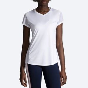 Brooks Stealth Short Sleeve Running Top/T-Shirt for Women, White size Large